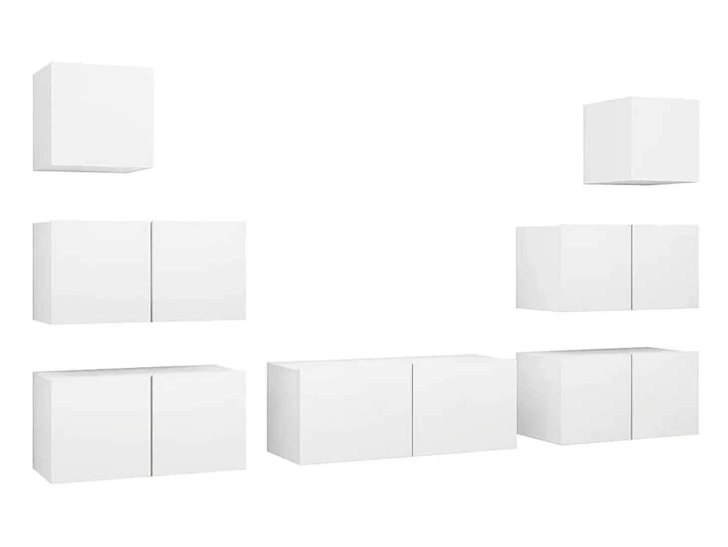 7 pcs conjunto de móveis de TV derivados de madeira branco PT122781