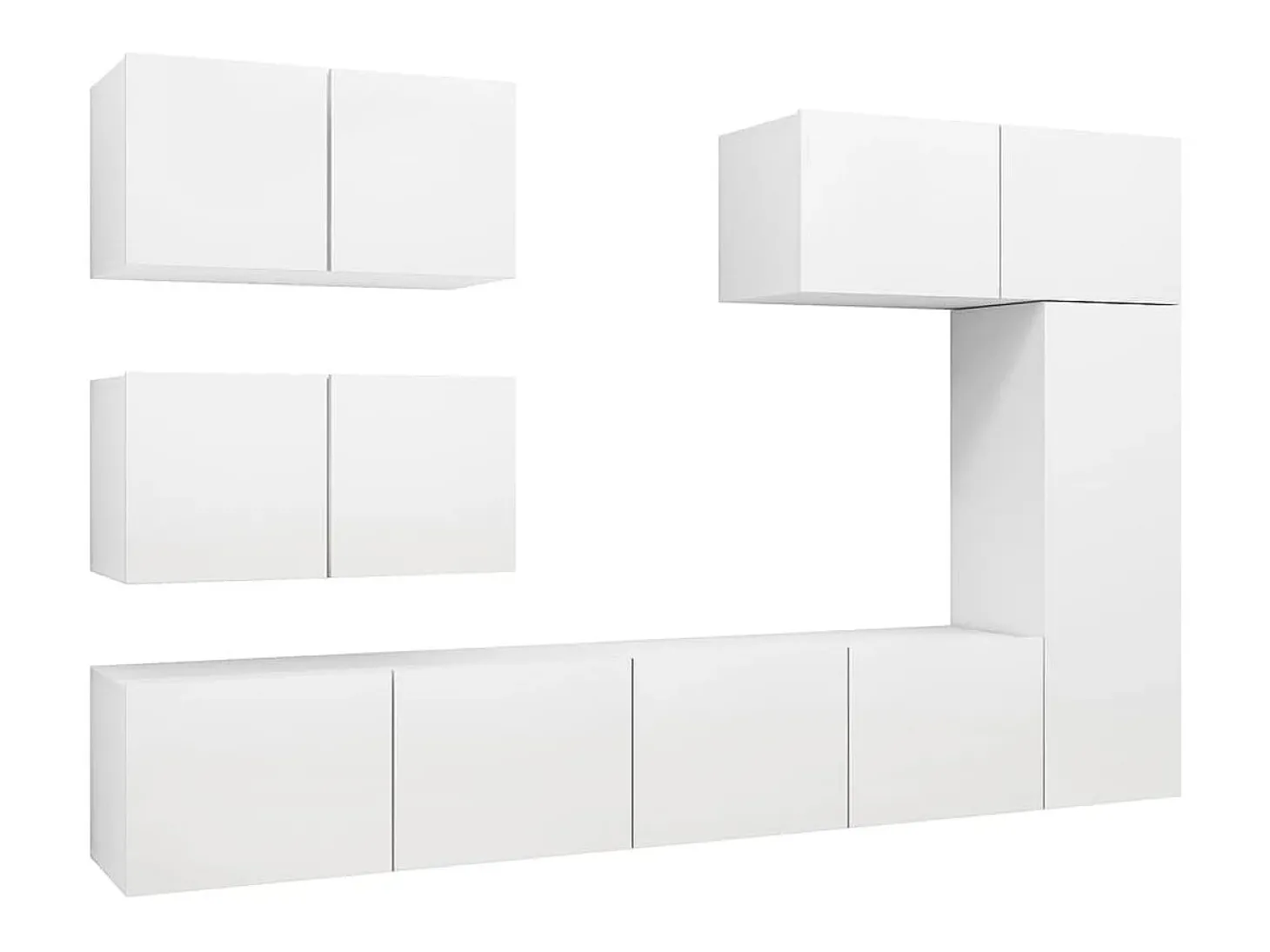 6 pcs conjunto de móveis de TV derivados de madeira branco PT899392