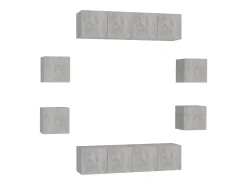 8 pcs conjunto de móveis de TV contraplacado cinzento cimento PT611972