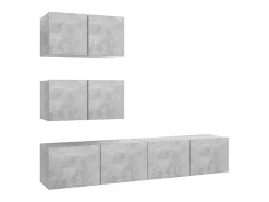 4 pcs conjunto de móveis de TV derivados madeira cinza cimento PT799057