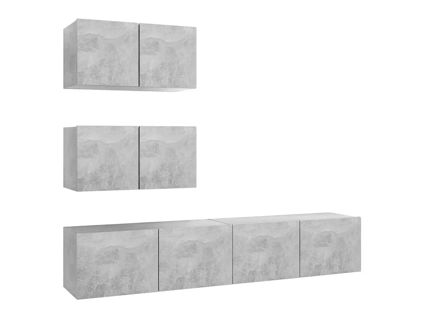4 pcs conjunto de móveis de TV derivados madeira cinza cimento PT799057
