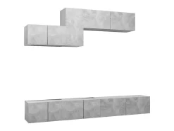 6 pcs conjunto de móveis de TV derivados madeira cinza cimento PT602155