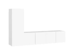3 pcs conjunto de móveis de TV derivados de madeira branco PT226495