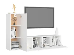 3 pcs conjunto de móveis de TV derivados de madeira branco PT226495