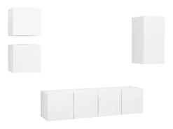 5 pcs conjunto de móveis de TV derivados de madeira branco PT998271