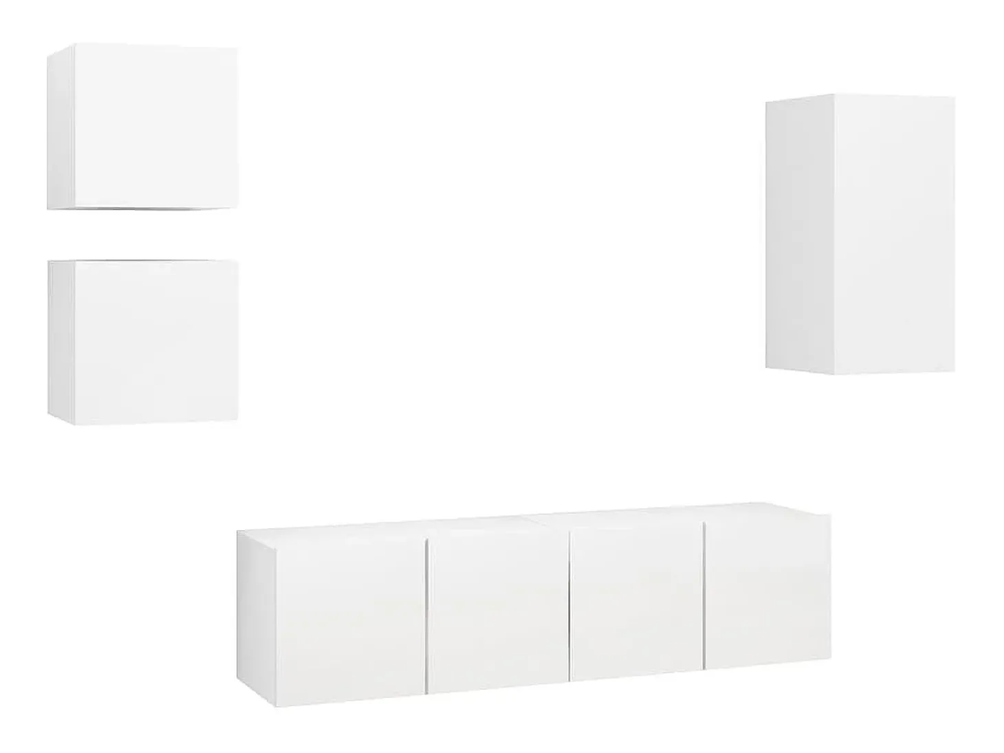 5 pcs conjunto de móveis de TV derivados de madeira branco PT998271