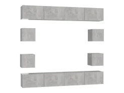 8 pcs conjunto de móveis de TV contraplacado cinzento cimento PT374855