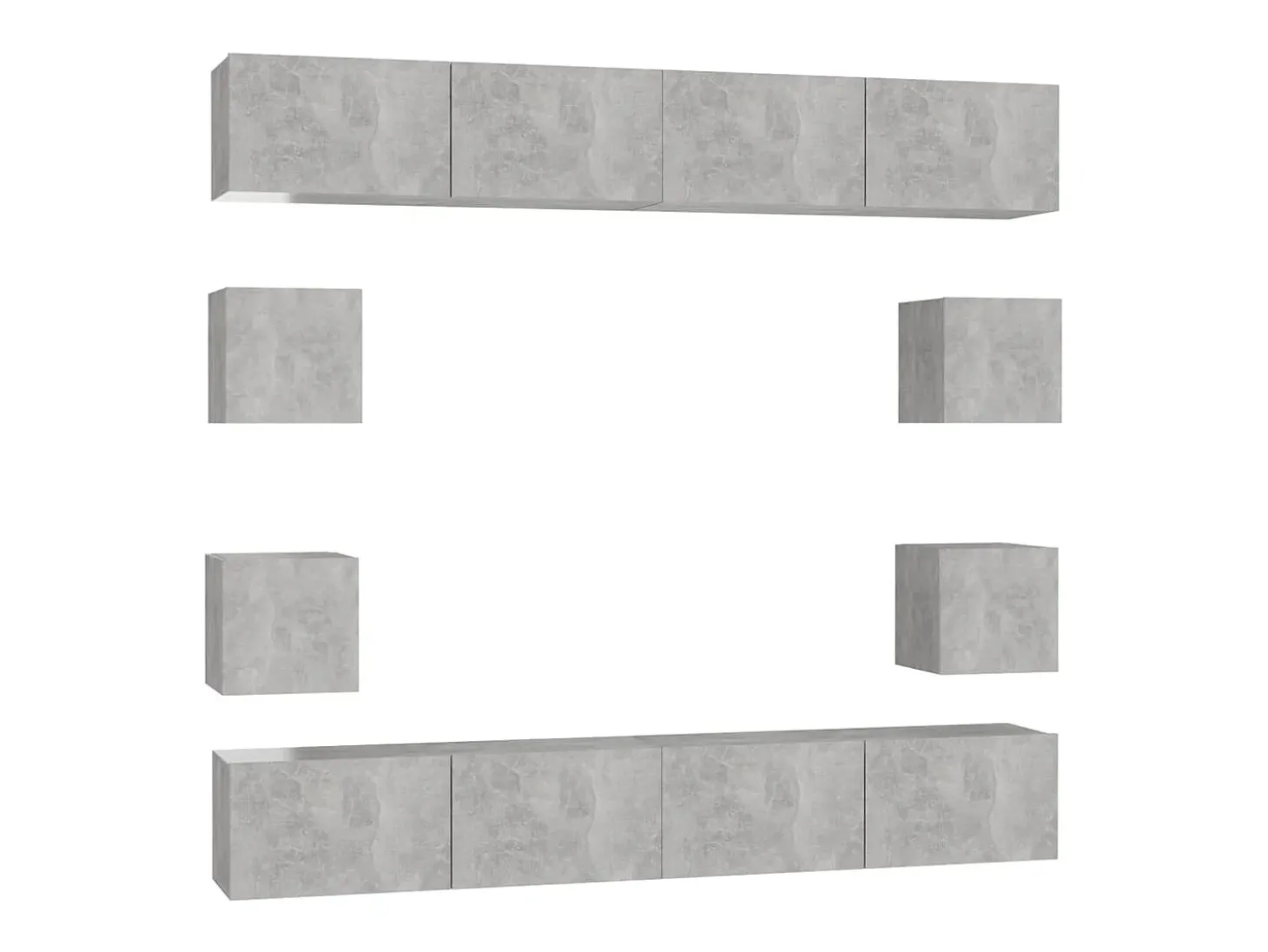 8 pcs conjunto de móveis de TV contraplacado cinzento cimento PT374855