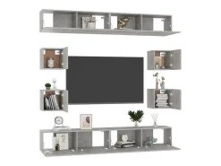 8 pcs conjunto de móveis de TV contraplacado cinzento cimento PT374855
