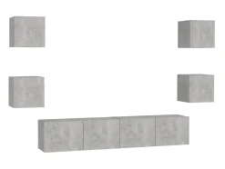 6 pcs conjunto de móveis de TV contraplacado cinzento cimento PT967178