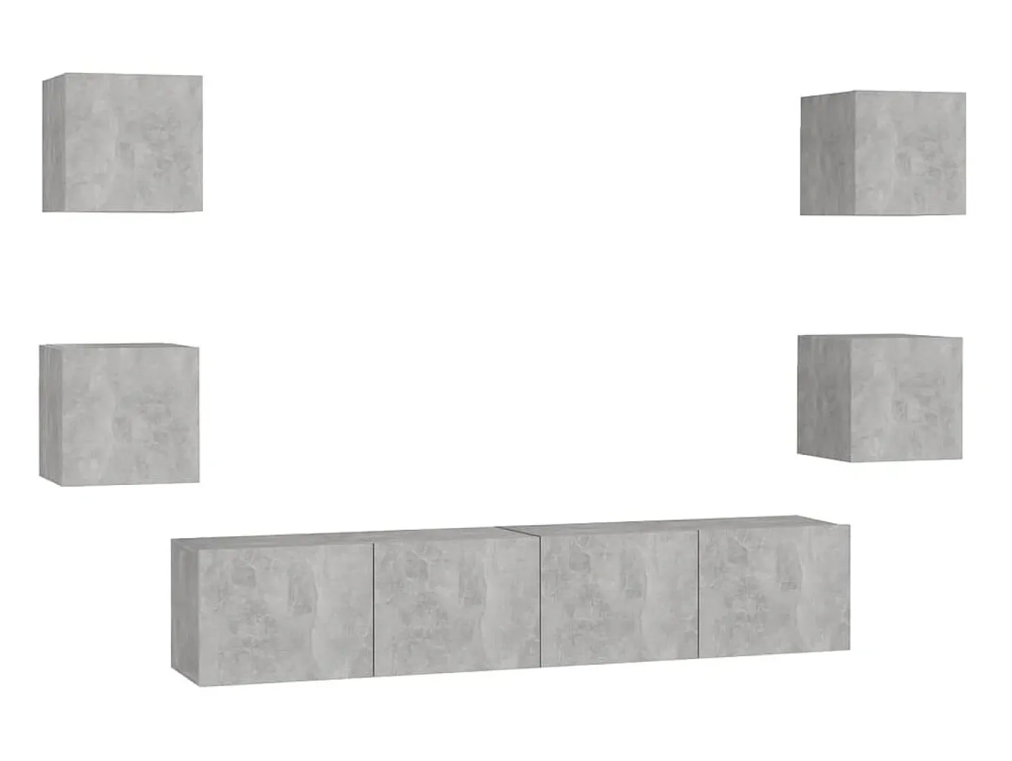 6 pcs conjunto de móveis de TV contraplacado cinzento cimento PT967178