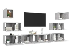 8 pcs conjunto de móveis de TV derivados madeira cinza cimento PT211599