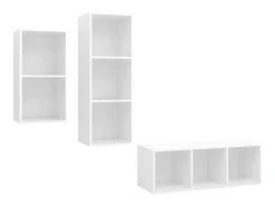 3 pcs conjunto de móveis de TV contraplacado branco PT442924