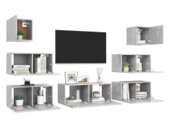 7 pcs conjunto de móveis de TV derivados madeira cinza cimento PT630235