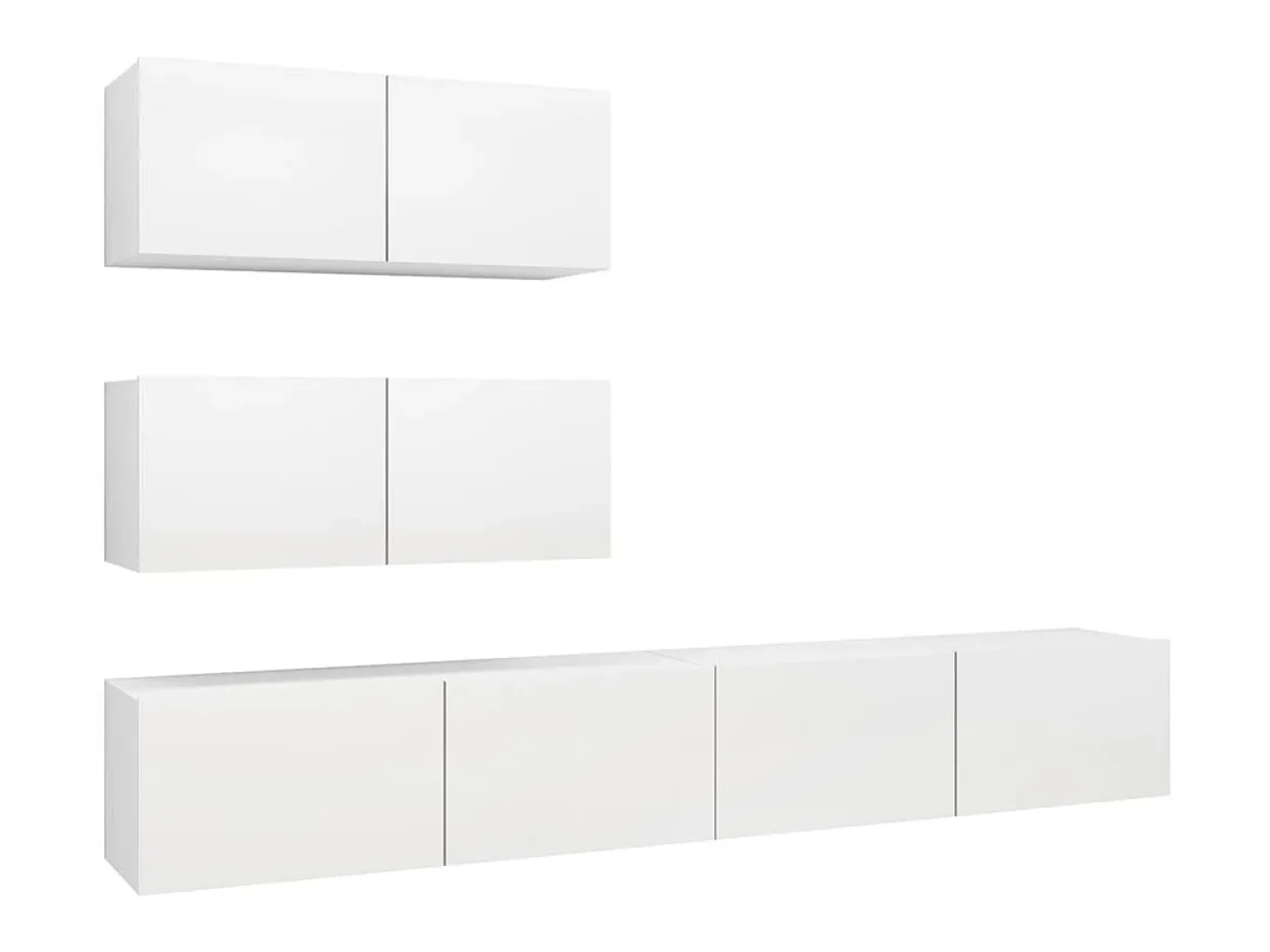 4 pcs conjunto de móveis de TV derivados de madeira branco PT879041