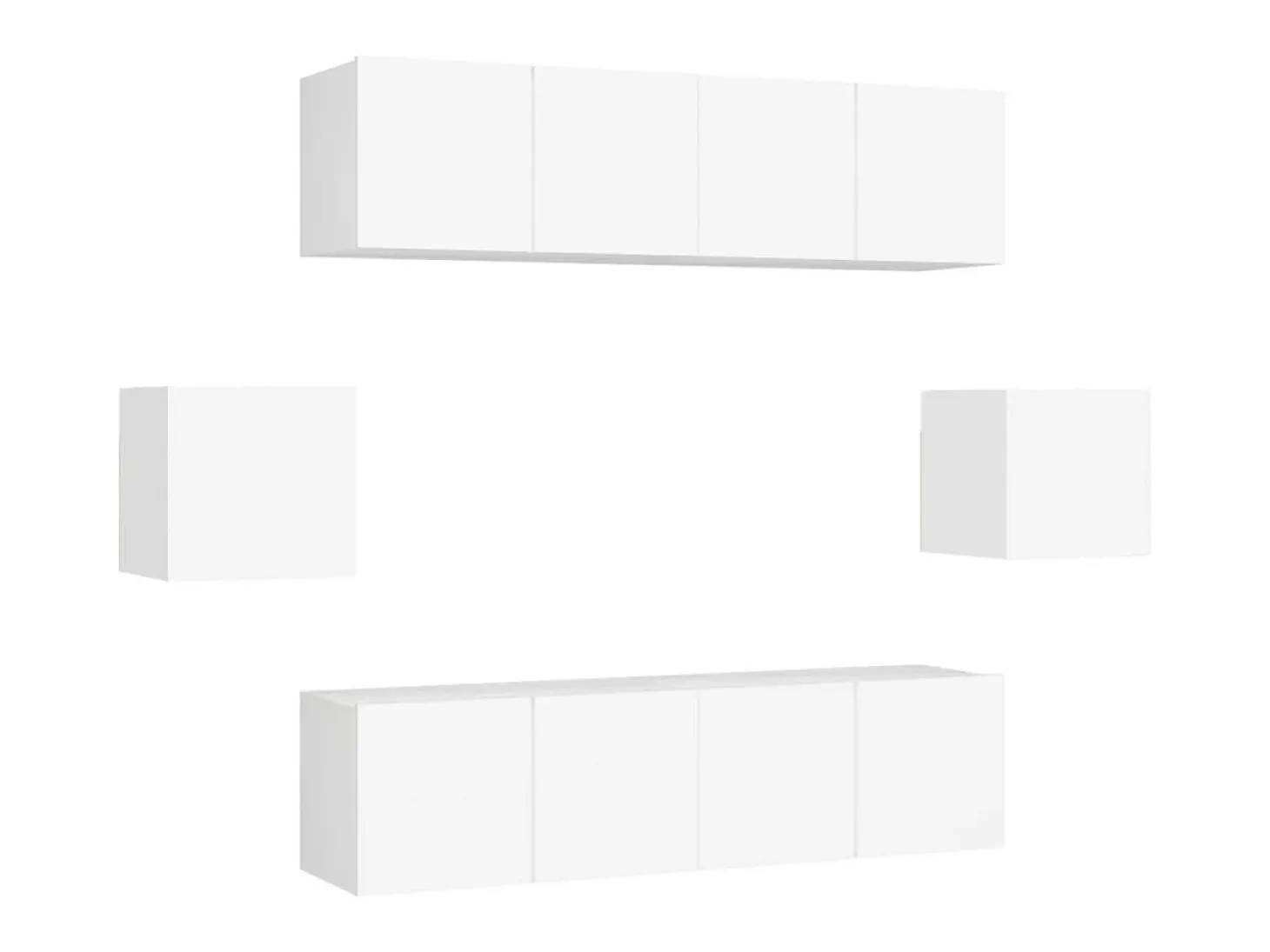 6 pcs conjunto de móveis de TV derivados de madeira branco PT501967