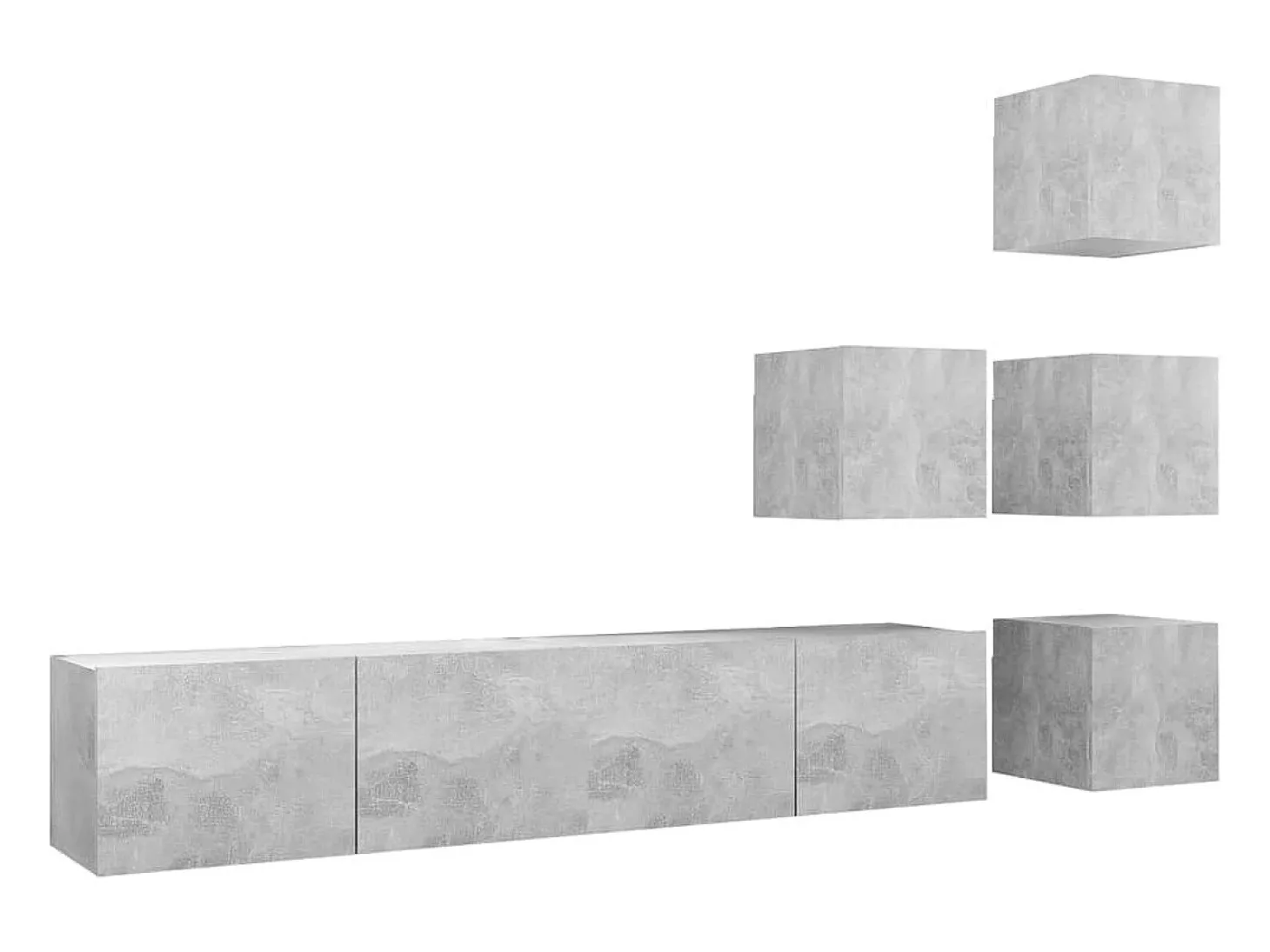 6 pcs conjunto de móveis de TV contraplacado cinzento cimento PT904658