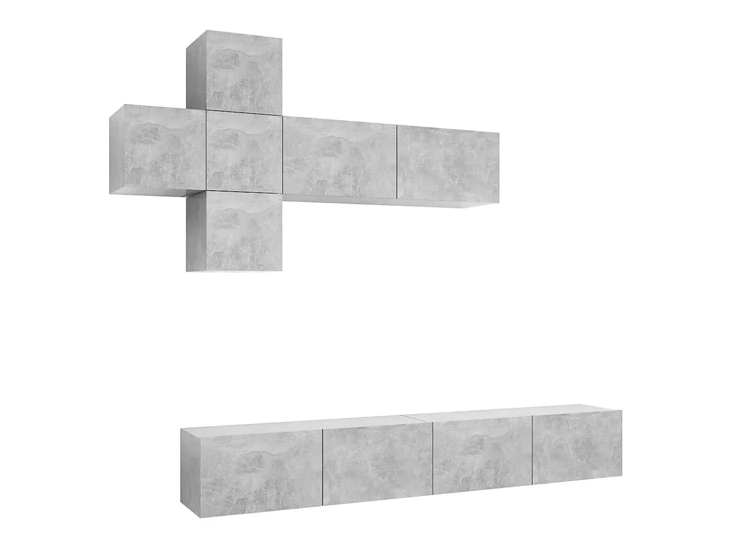 7 pcs conjunto de móveis de TV contraplacado cinzento cimento