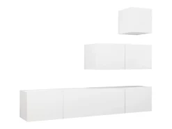 4 pcs conjunto de móveis de TV derivados de madeira branco PT711316