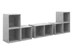 6 pcs conjunto de móveis de TV derivados madeira cinza cimento PT408279