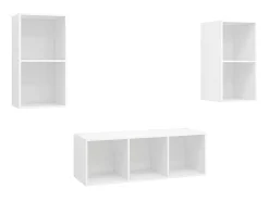 3 pcs conjunto de móveis de TV contraplacado branco PT121167