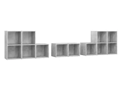 8 pcs conjunto de móveis de TV derivados madeira cinza cimento PT966541