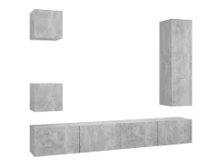 5 pcs conjunto de móveis de TV derivados madeira cinza cimento PT857196