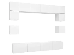 8 pcs conjunto de móveis de TV derivados de madeira branco PT587491