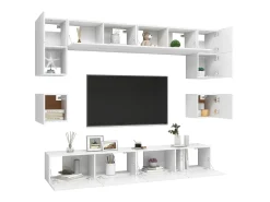 8 pcs conjunto de móveis de TV derivados de madeira branco PT587491