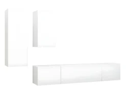 4 pcs conjunto de móveis de TV derivados de madeira branco PT170495