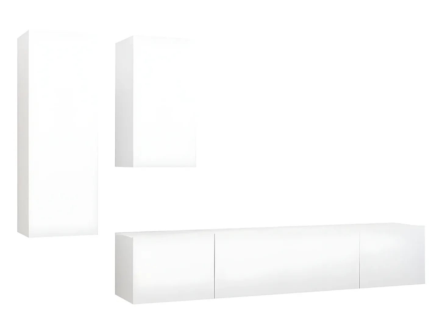 4 pcs conjunto de móveis de TV derivados de madeira branco PT170495