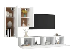4 pcs conjunto de móveis de TV derivados de madeira branco PT170495