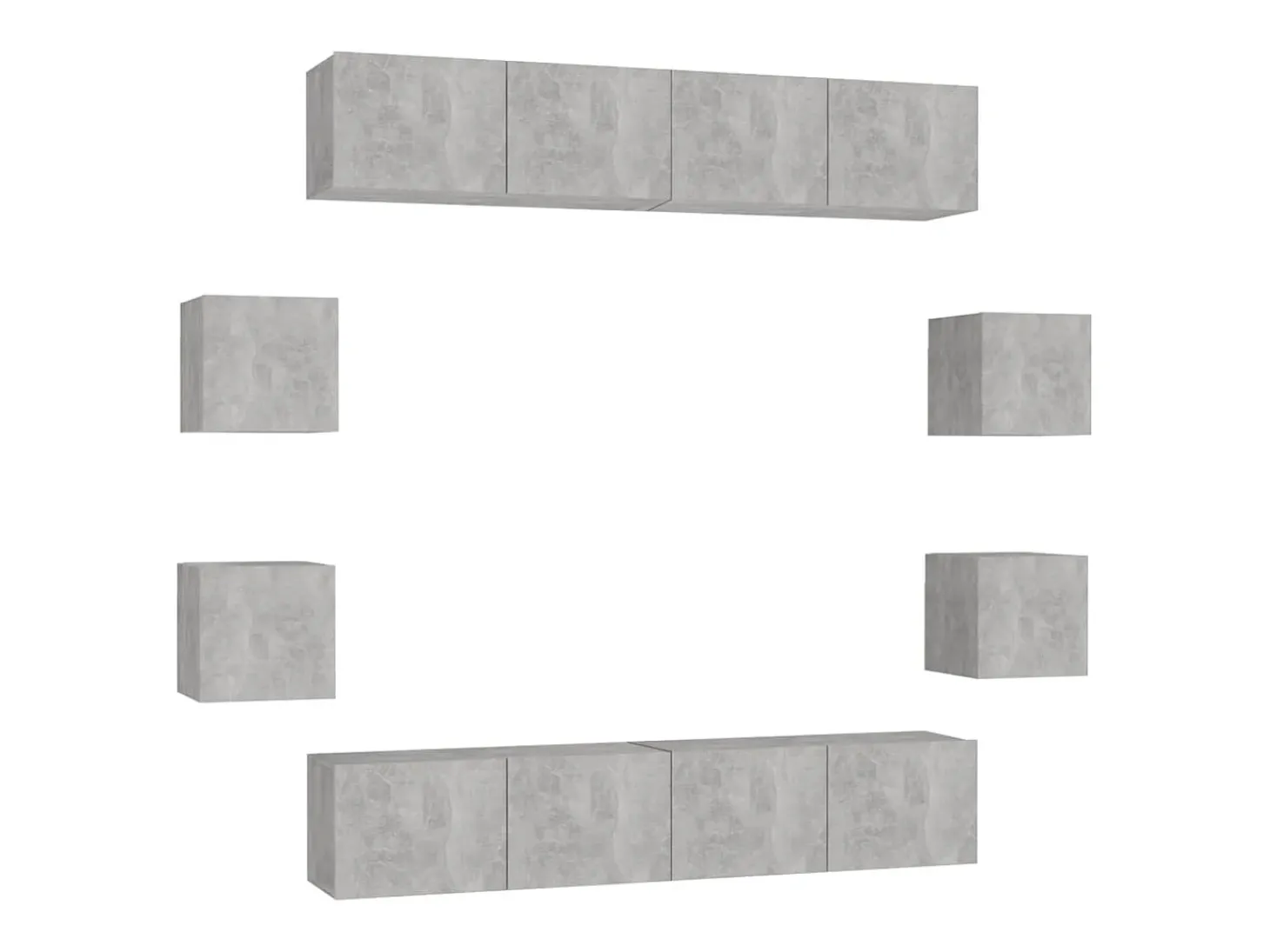 8 pcs conjunto de móveis de TV contraplacado cinzento cimento