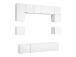 8 pcs conjunto de móveis de TV derivados de madeira branco PT159097
