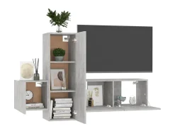 3 pcs conjunto de móveis de TV contraplacado cinzento cimento PT700509