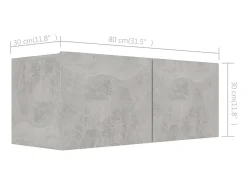 6 pcs conjunto de móveis de TV contraplacado cinzento cimento