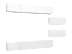 6 pcs conjunto de móveis de TV derivados de madeira branco PT826832