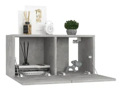 7 pcs conjunto de móveis de TV contraplacado cinzento cimento PT133006