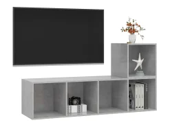 2 pcs conjunto de móveis de TV contraplacado cinzento cimento PT971127