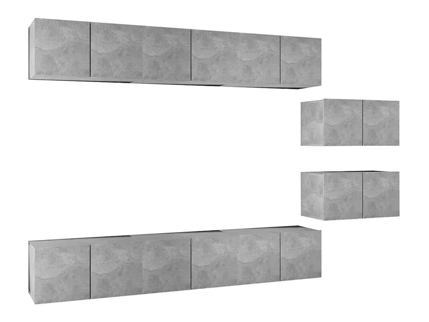 8 pcs conjunto de móveis de TV derivados madeira cinza cimento PT975943