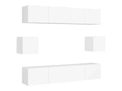6 pcs conjunto de móveis de TV derivados de madeira branco PT192596
