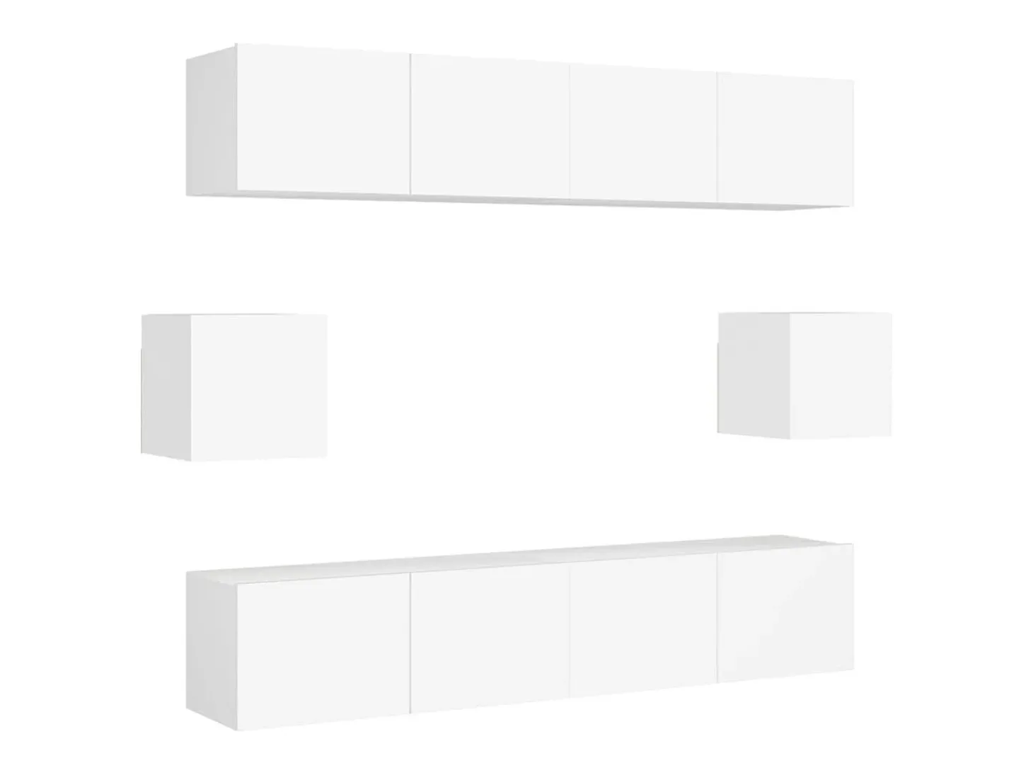 6 pcs conjunto de móveis de TV derivados de madeira branco PT192596