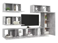 6 pcs conjunto de móveis de TV derivados madeira cinza cimento PT532315