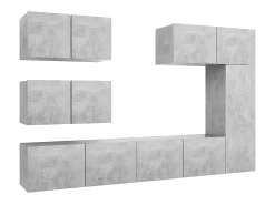 6 pcs conjunto de móveis de TV derivados madeira cinza cimento PT532315