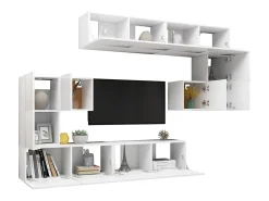 8 pcs conjunto de móveis de TV derivados de madeira branco PT381707