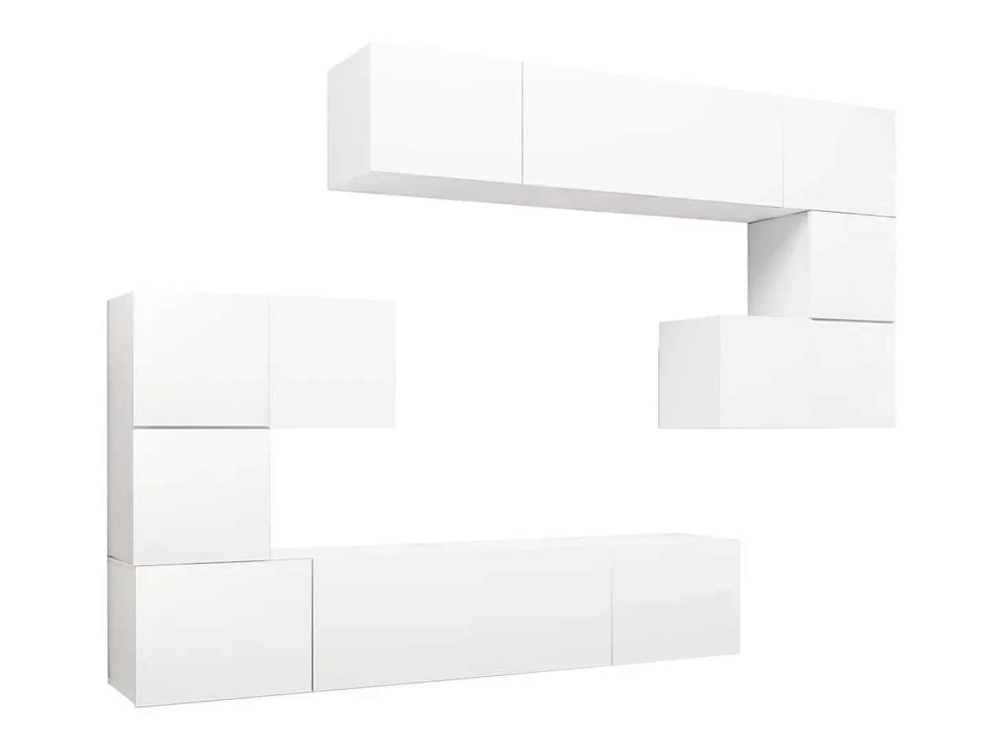 8 pcs conjunto de móveis de TV derivados de madeira branco PT381707