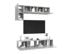 5 pcs conjunto de móveis de TV derivados madeira cinza cimento PT434970