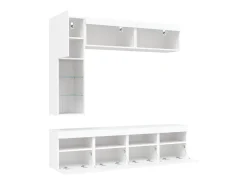 7 pcs conjunto de móveis de parede para TV com luzes LED branco