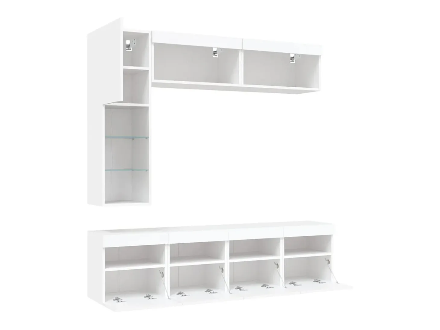 7 pcs conjunto de móveis de parede para TV com luzes LED branco