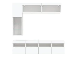 7 pcs conjunto de móveis de parede para TV com luzes LED branco